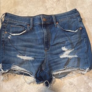 Distressed Blue Denim Shorts